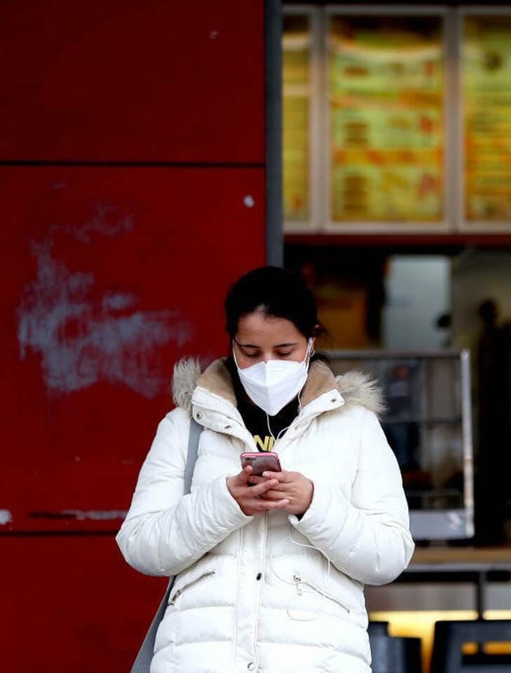 Woman with a face mask