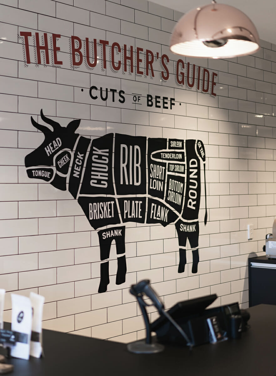 Wall Design for Well Hung, a butcher shop in Auckland