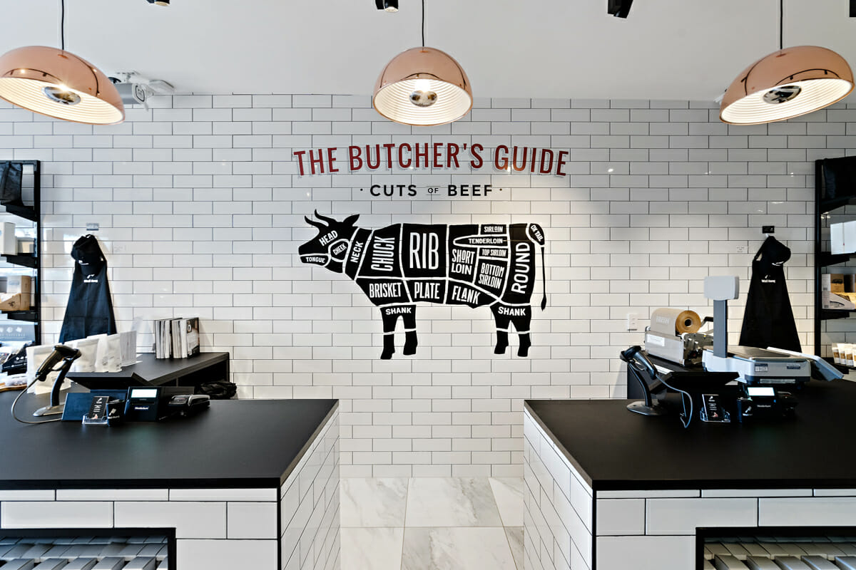 Interior Design for Well Hung, a butcher shop in Auckland