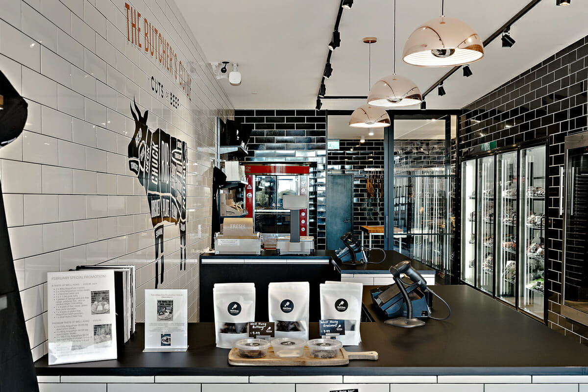 Interior Design for Well Hung, a butcher shop in Auckland