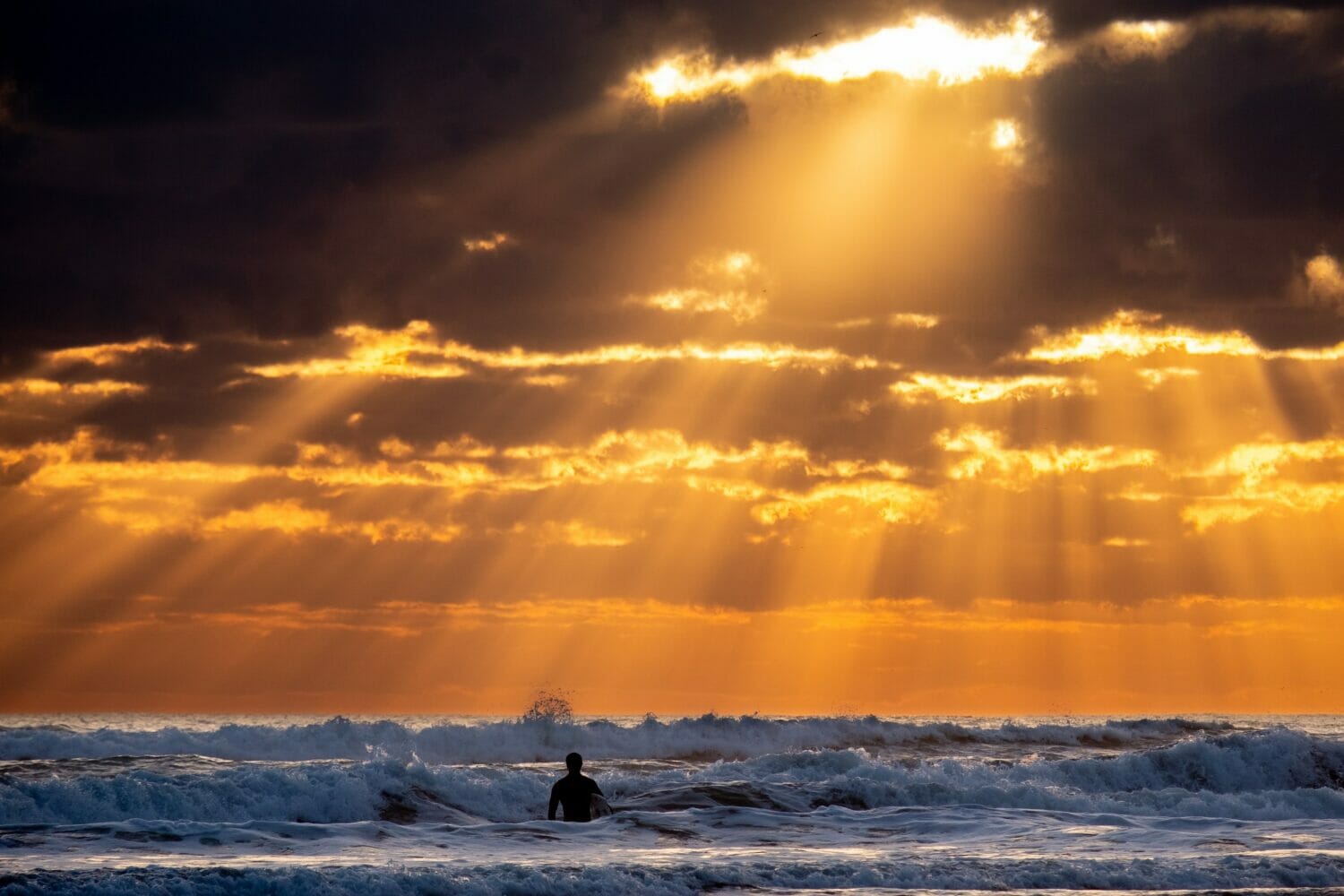 Sun rays in a beach