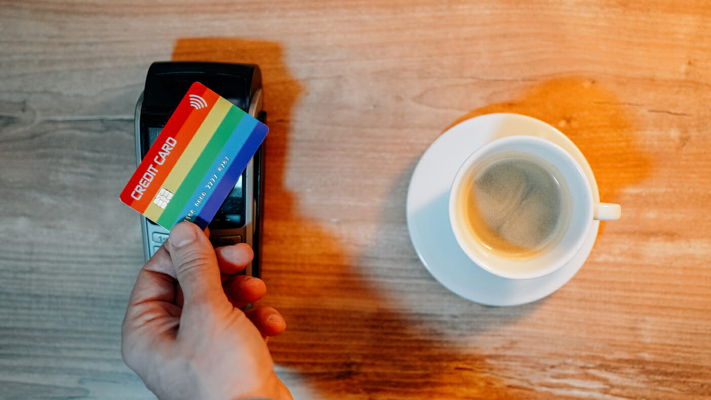 Credit card in rainbow colors