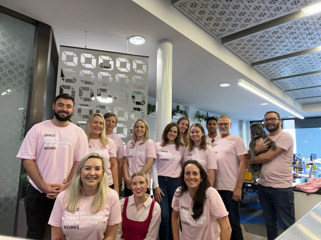 Spaceworks team celebrating the Pink Shirt Day 2022